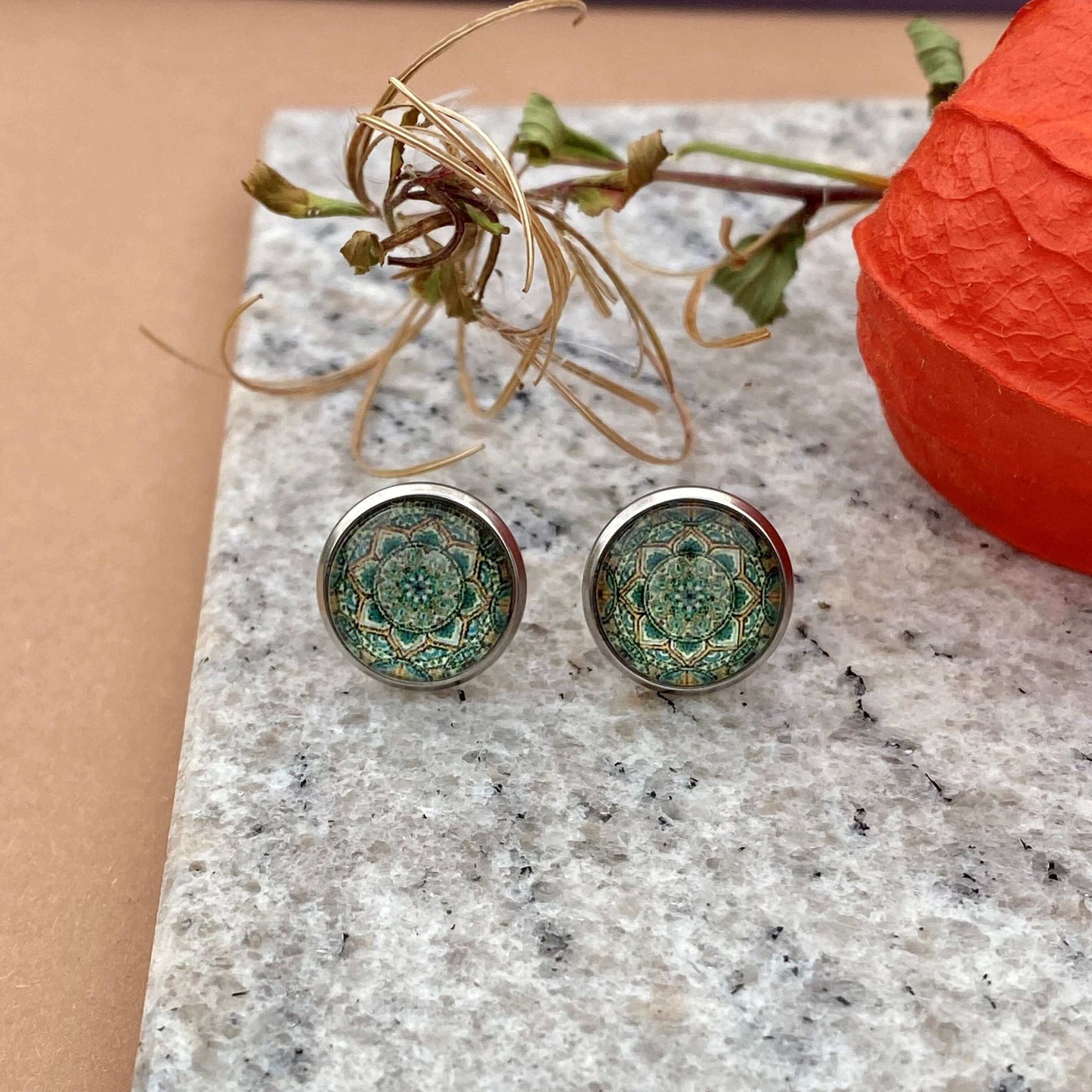 Ohrstecker "grüne Blume"