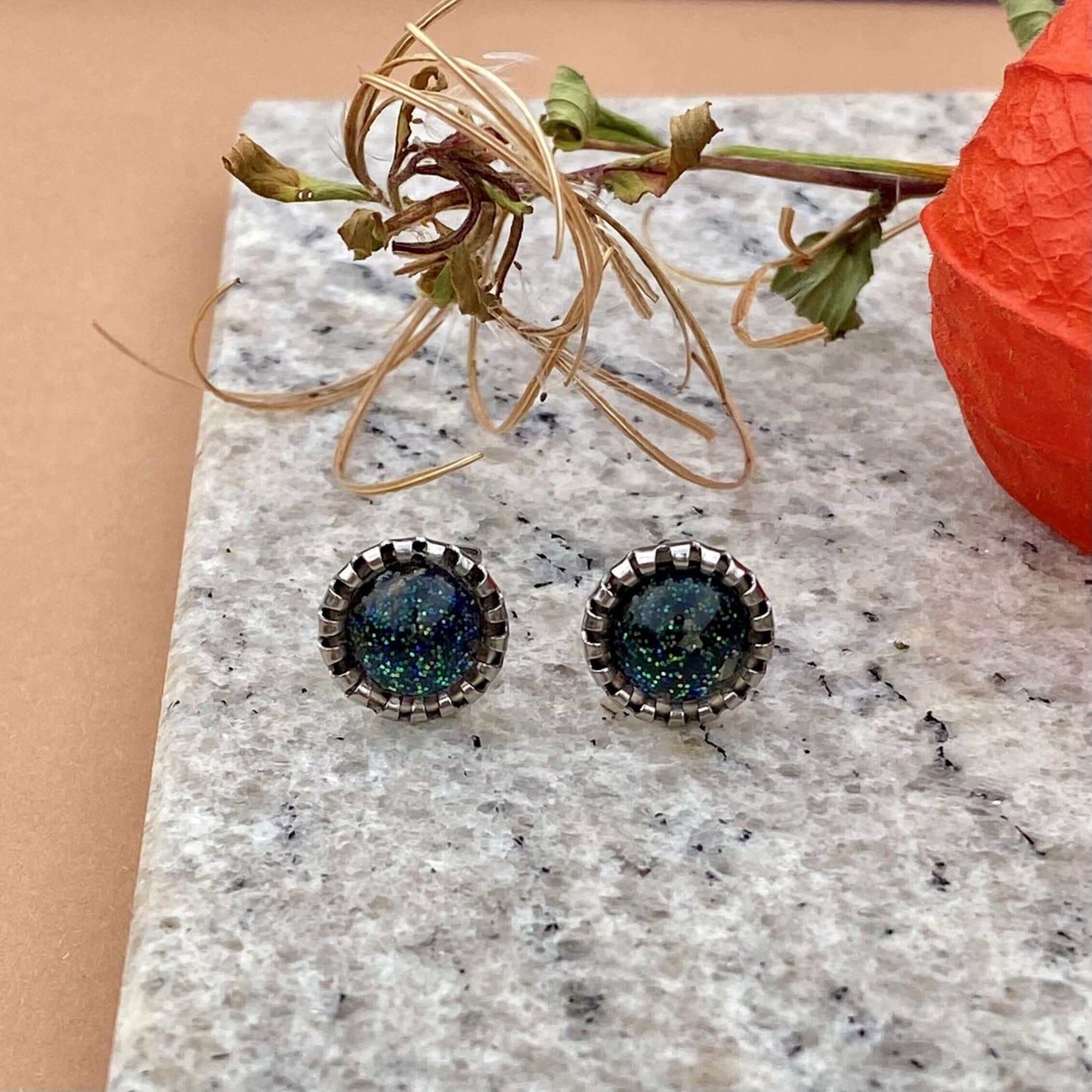 Ohrstecker "grüne Sterne" glänzend