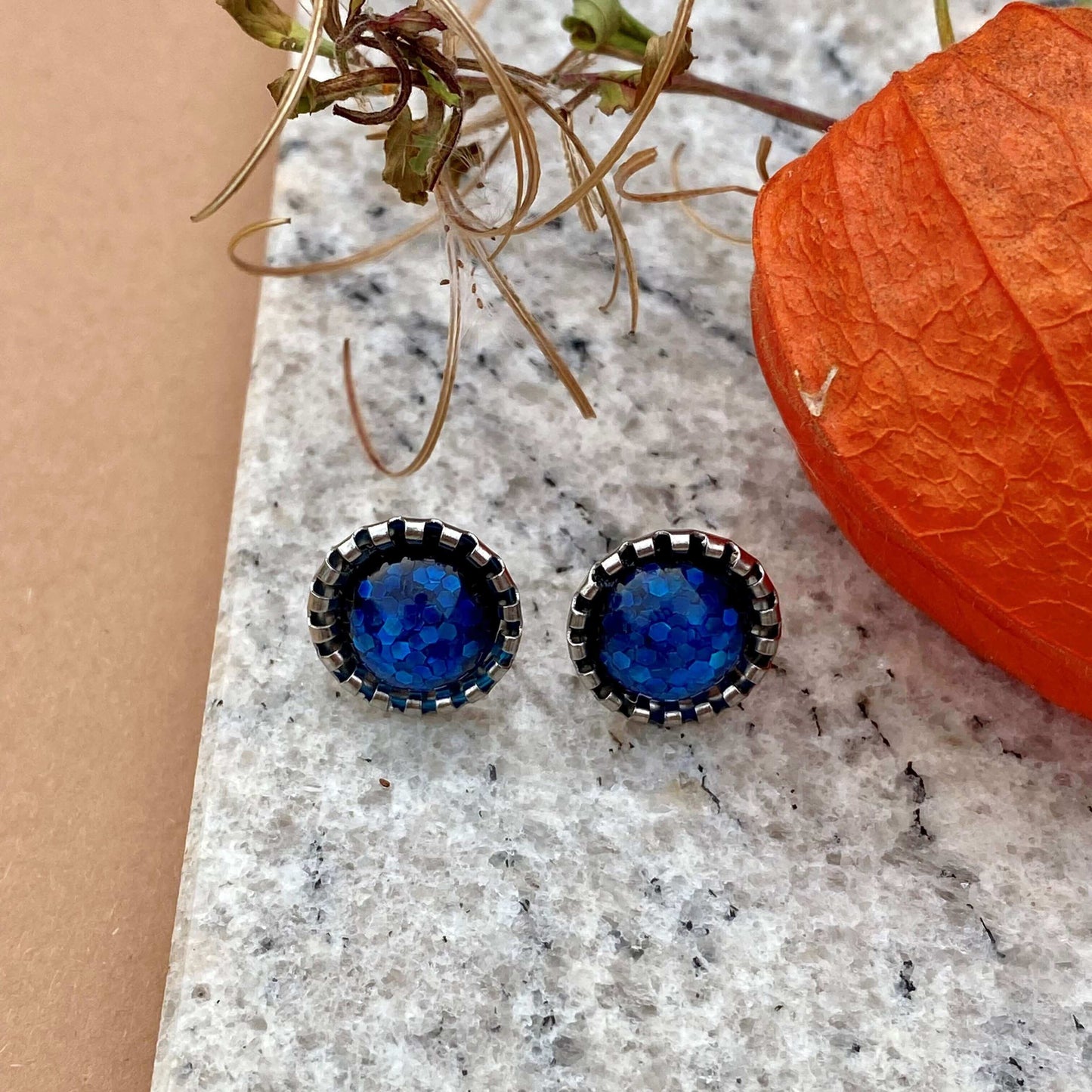 Ohrstecker "blaue Sterne" glänzend